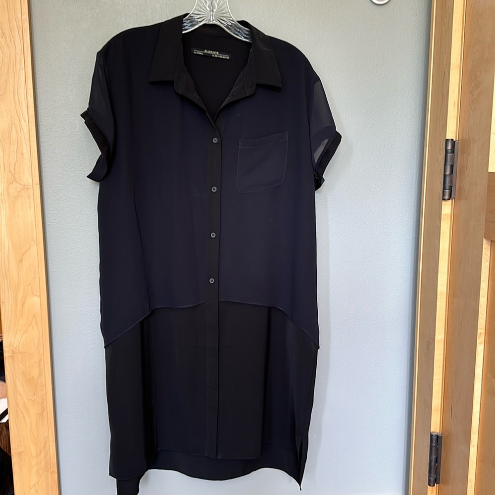 All Saints loose fitting, black shirt dress